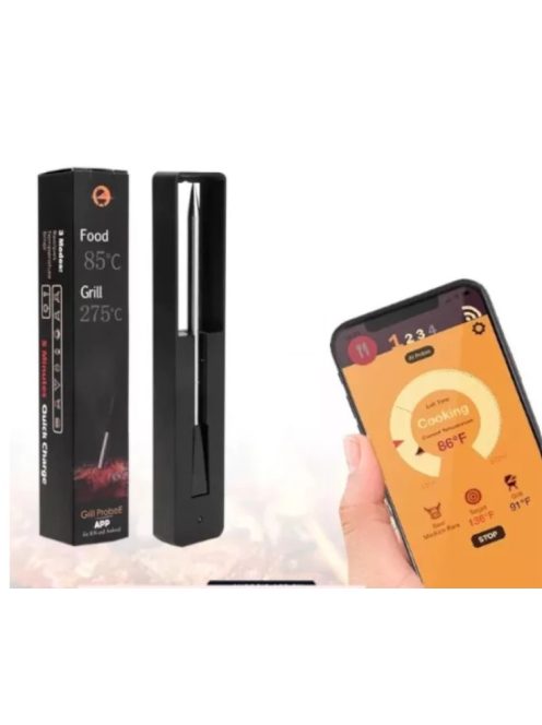  Húshőmérő digitális, vezeték nélküli, Bluetooth, Mobiltelefon kapcsolat, automatokus figyelmeztetések