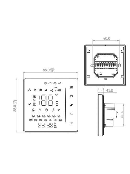 Tuya Zigbee Digital Display Smart Temperature Controller Hvac Thermostat, for Air Conditioning Controller, White
