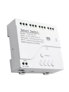   4 csatornás Smart WiFi relé, Bluetooth vezérlés, 85-250V, fehér, méretek 81x76x28mm