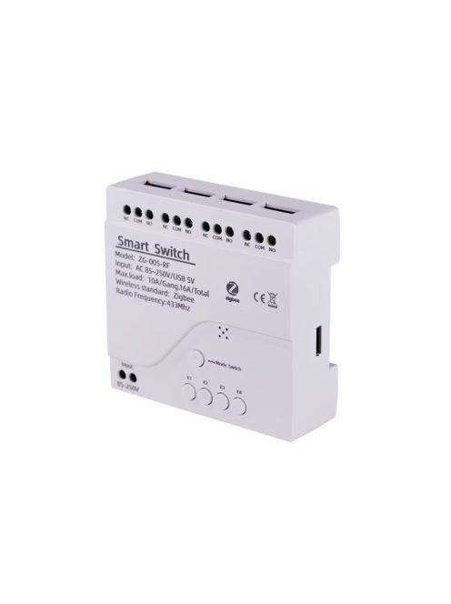 4-channel Smart WiFi relay, Bluetooth control, 85-250V, white, dimensions 81x76x28mm