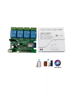   4 csatornás Smart WiFi relé, Bluetooth vezérlés, 85-250V, fehér, méretek 81x76x28mm