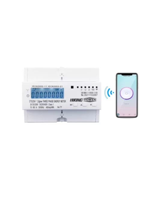 TUYA 3 fázisú fogyasztásmérő, két irányú, Zigbee, mobiltelefonos, kapcsolási lehetőséggel