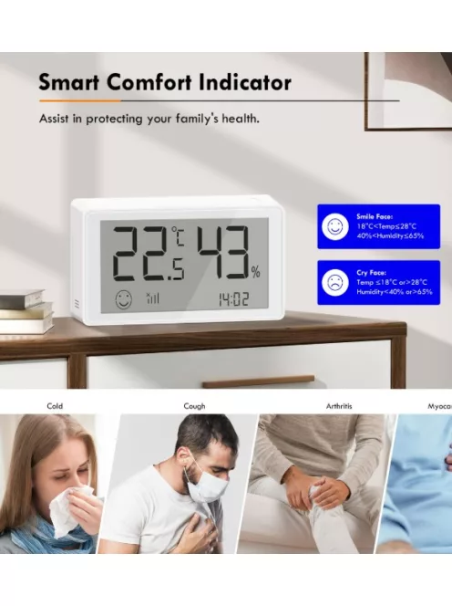 Tuya Zigbee mini okos hőmérséklet-és páratartalommérő LED kijelzővel, mágneses