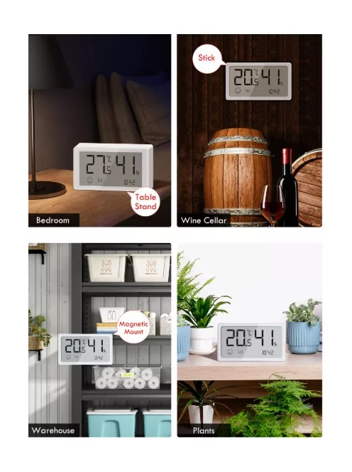 Tuya Zigbee mini okos hőmérséklet-és páratartalommérő LED kijelzővel, mágneses