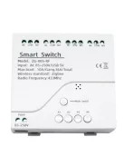 4 csatornás Smart Zigbee relé, Bluetooth vezérlés, 85–250V, fehér, méretek: 81×76×28 mm