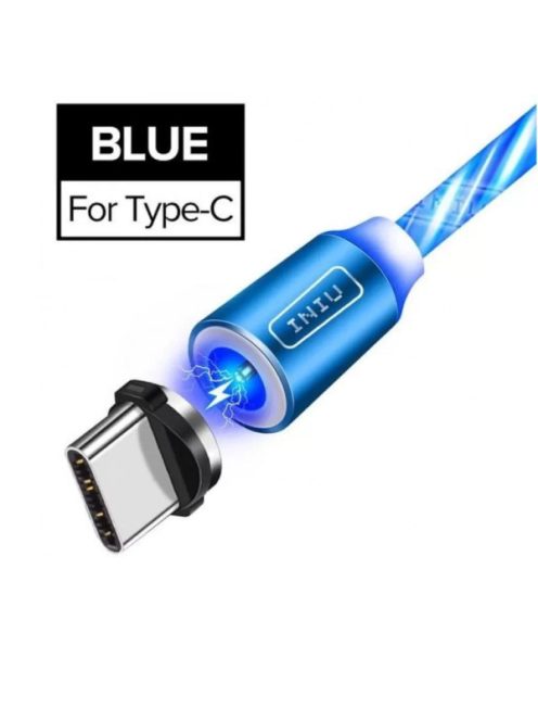 Flowing Light LED Magnetic USB cable for type C cable Fast charging Blue