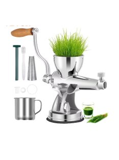   Manual Wheatgrass Juicer Stainless Steel W/ Suction Cup Base Table-Top Clamp Extractor for Ginger Celery Home Kitchen Use