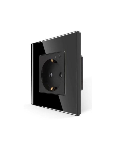 Zigbee Power Socket, Tuya, Hubitat, SmartThings, 16A EU Standard Electrical Outlet 82mm * 82mm white Crystal Glass Panel black