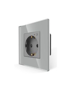   Zigbee fali dugalj üveg konnektor, Tuya, Hubitat, SmartThings, szürke, magyar szabvány, Elegant Pro, Mobiltelefonos vagy hang vezérlés is lehetséges