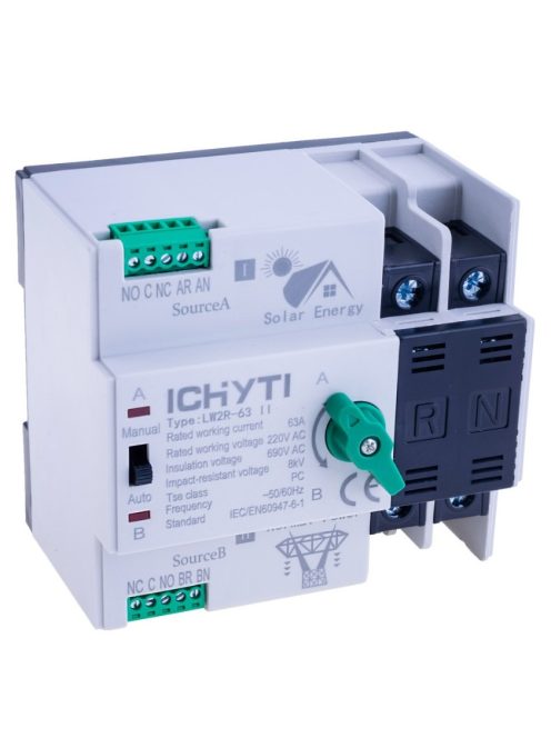 Kettős teljesítményű automatikus átviteli kapcsoló, áram irányváltó, ATS 2P 125A