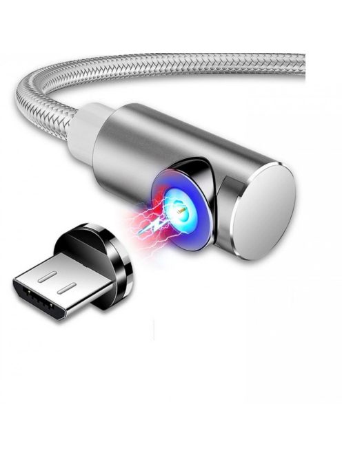 Mágneses USB micro kábel 90 fok IN kompatibilis Szín: ezüst
