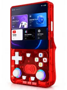   X36 Ultra retro kézi játékkonzol YouTube, TikTok – Android 10, WiFi, zene hallgatás, 4,2" IPS kijelző, 20 000+ játék - Átlátszó Piros