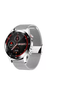   Smart Watch for Men, Bluetooth Call Custom Dial Full Touch Screen Waterproof, silver metal strap 