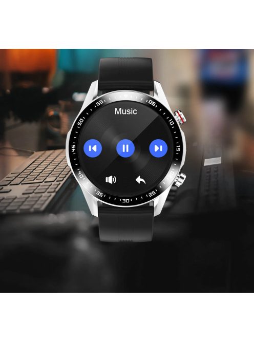Smart Watch for Men, Bluetooth Call Custom Dial Full Touch Screen Waterproof, silver metal strap 