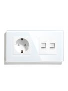 Standard double grounded European plug EU socket with dual CAT6 port 